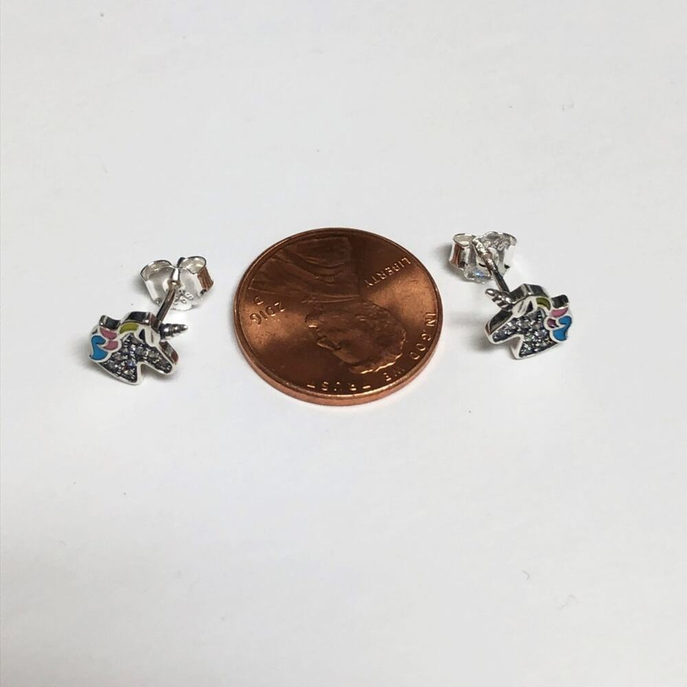 NEW Unicorn 925 Sterling Silver Stud Earrings Girls Earrings Small‎ Earrings - Picture 5 of 5
